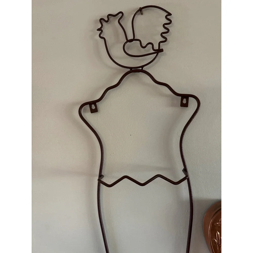 Vintage Metal Wire Rooster Wall Rack 3 Tier Plate Holder‎ Farmhouse Decor Bronze